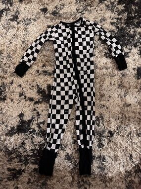Little Sleepies Black and White Checkered One-Piece Pajama
